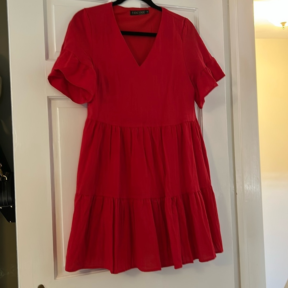 Size Small Red Dress Ruffle Sleeves